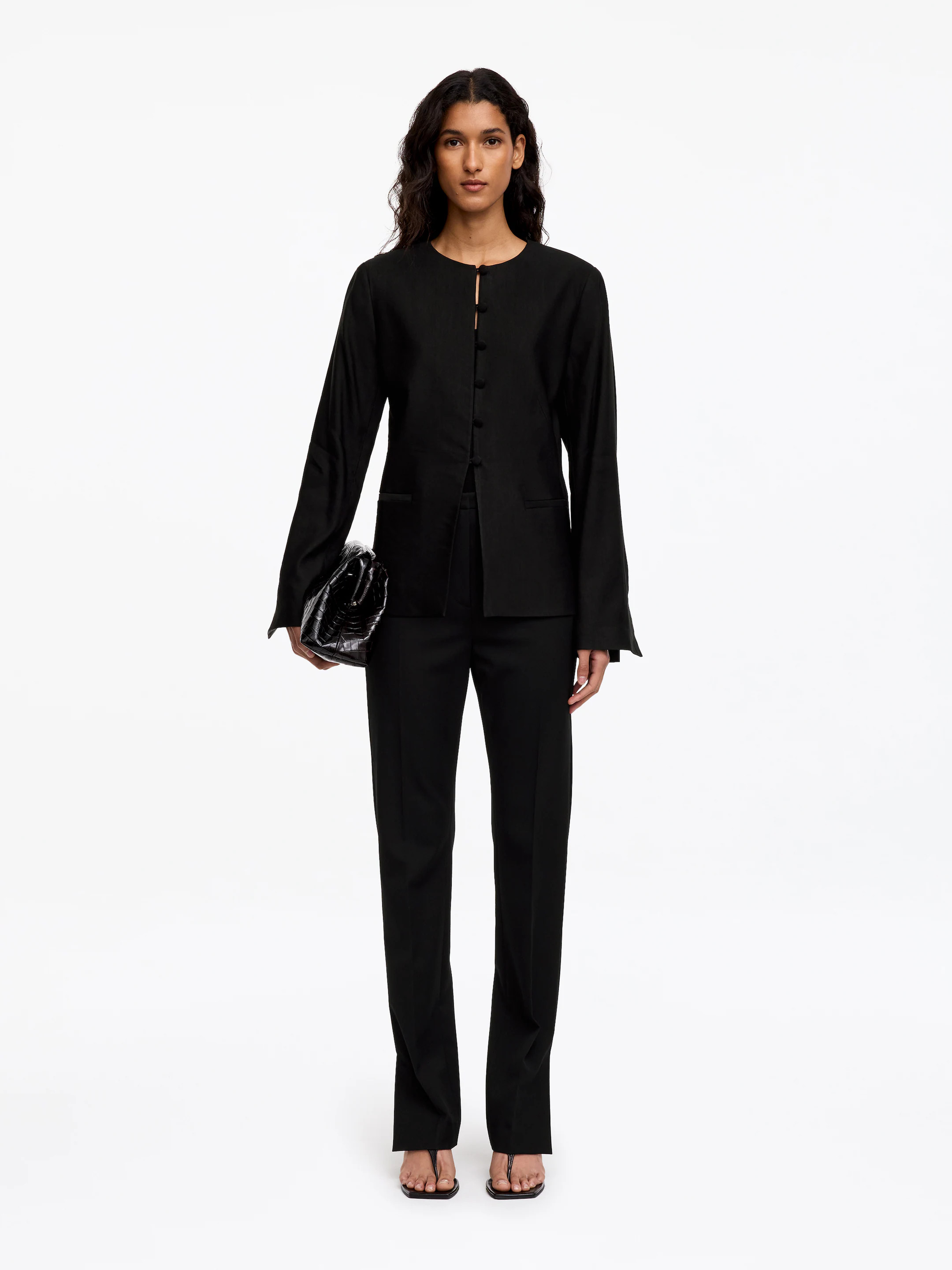 Linen-Blend Collarless Blazer | Arket UK