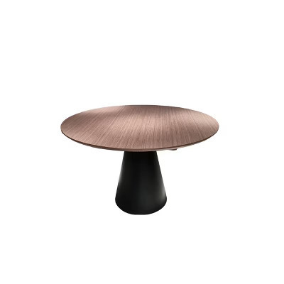 HomeRoots 48" Brown and Black Wood and Metal Pedestal Base Round Top Dining Table | Target