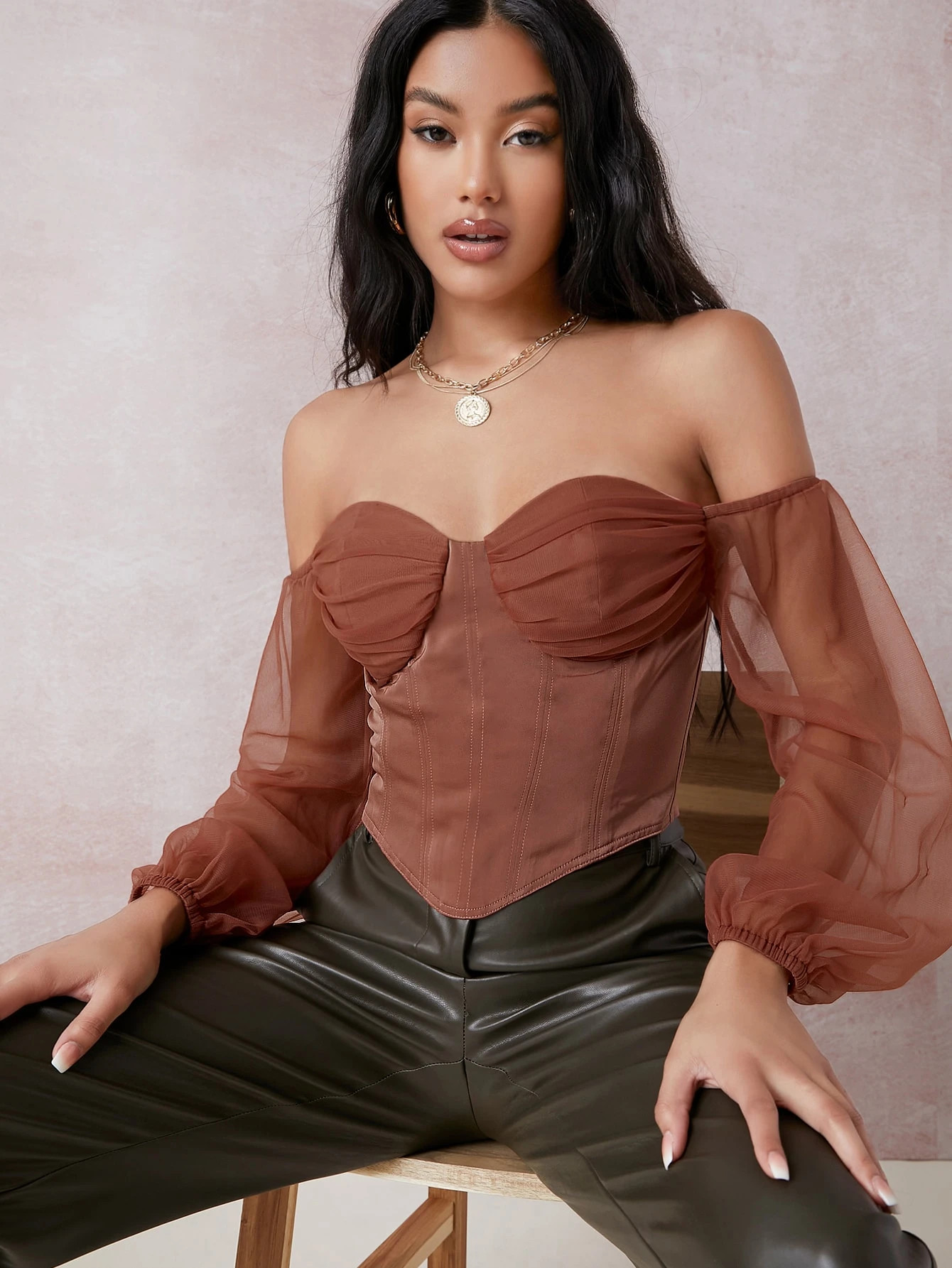 SHEIN Off Shoulder Lantern Sleeve Top | SHEIN