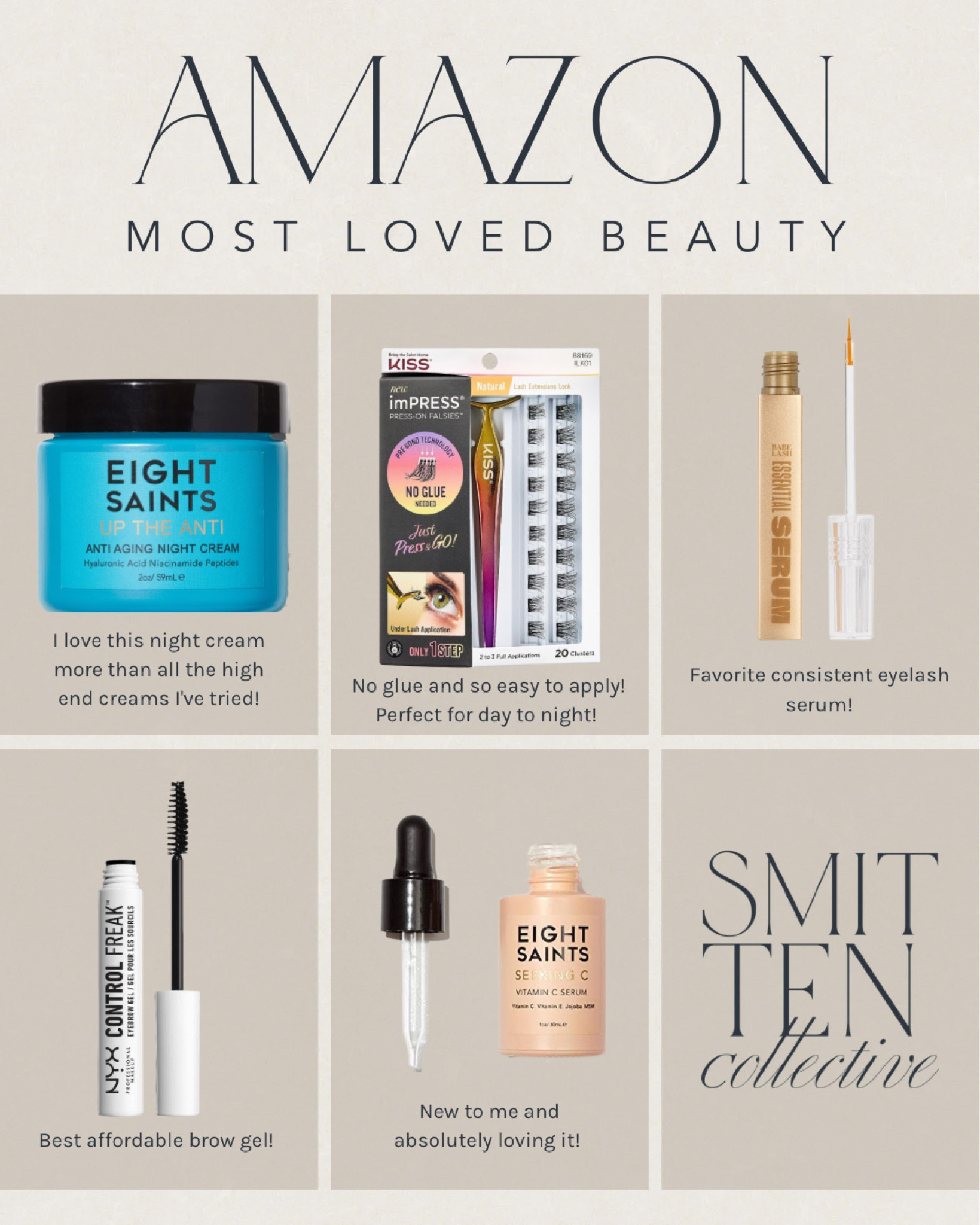 Most loved and best selling Amazon beauty finds include my favorite affordable night cream, Faldo lashes, eyelash serum, brow gel, and new Vitamin C serum I’m loving! 

#LTKFind #LTKbeauty #LTKunder50