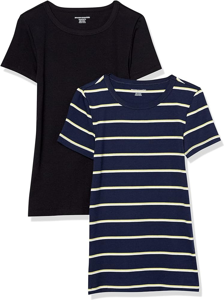 Amazon Essentials Women's Slim-Fit Short-Sleeve Crewneck T-Shirt, Pack of 2 | Amazon (US)