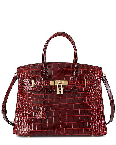 Large Croc-Embossed Leather Satchel | Gilt & Gilt City