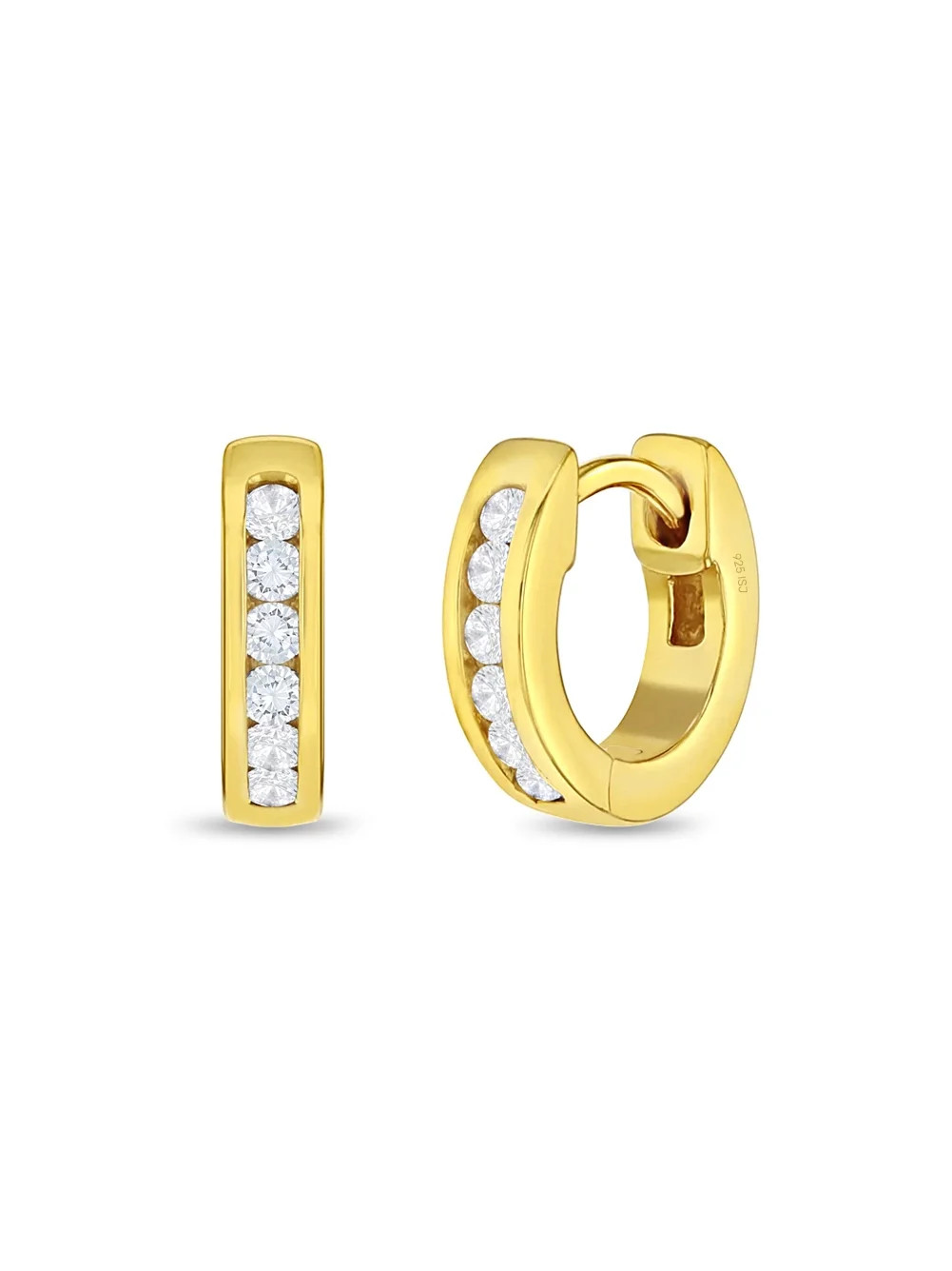 Channel Set CZ 8mm Baby / Toddler Earrings Hoop - Sterling Silver Gold Plated | Walmart (US)