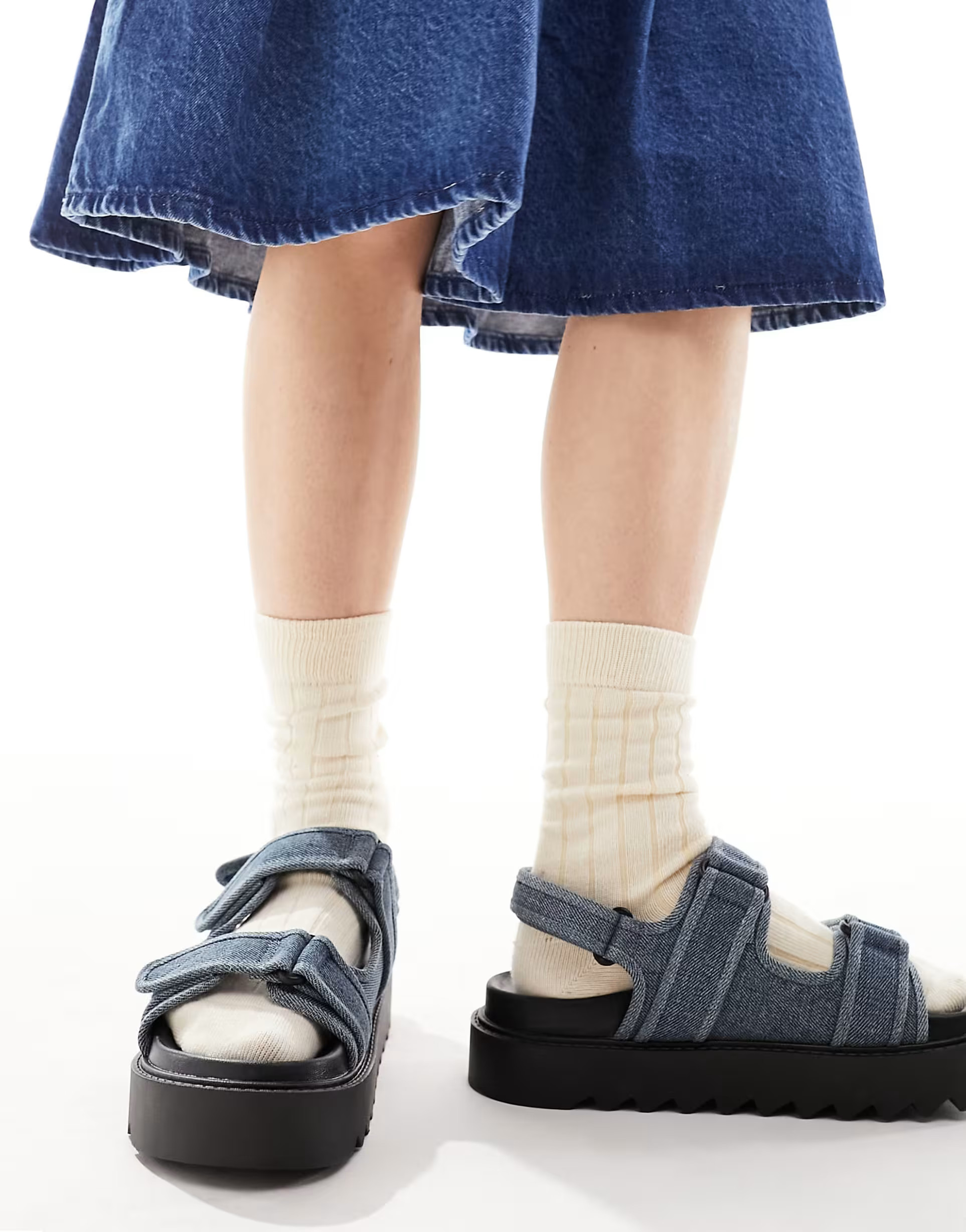 ASOS DESIGN Forecast sporty dad sandals in blue denim | ASOS | ASOS (Global)