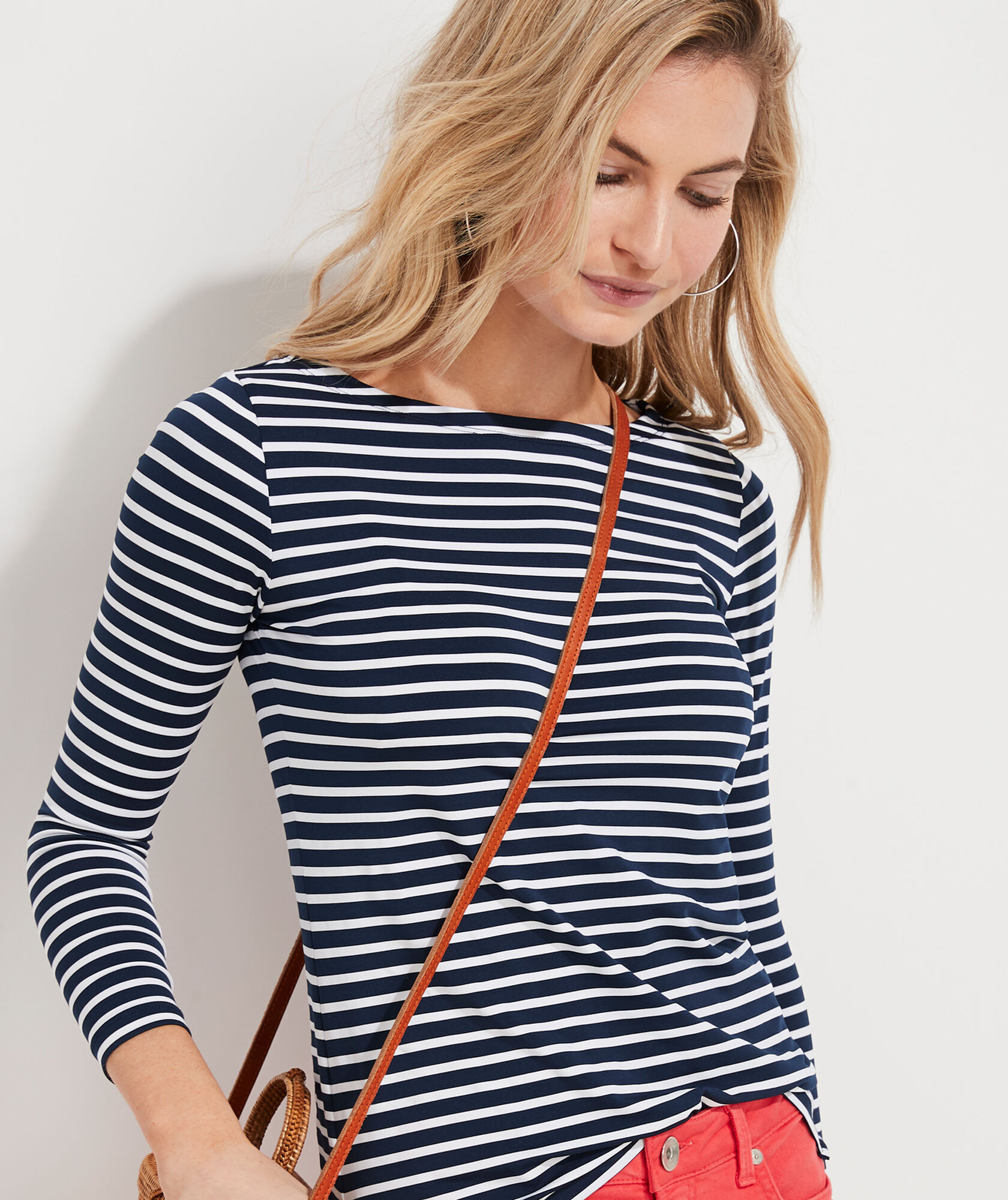 Striped Sankaty Boatneck Simple Tee | vineyard vines