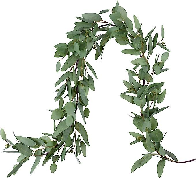 Wofair 5 Feet Eucalyptus Garland Greenery, Artificial Eucalyptus Garland Wedding Decor, Faux Seed... | Amazon (US)