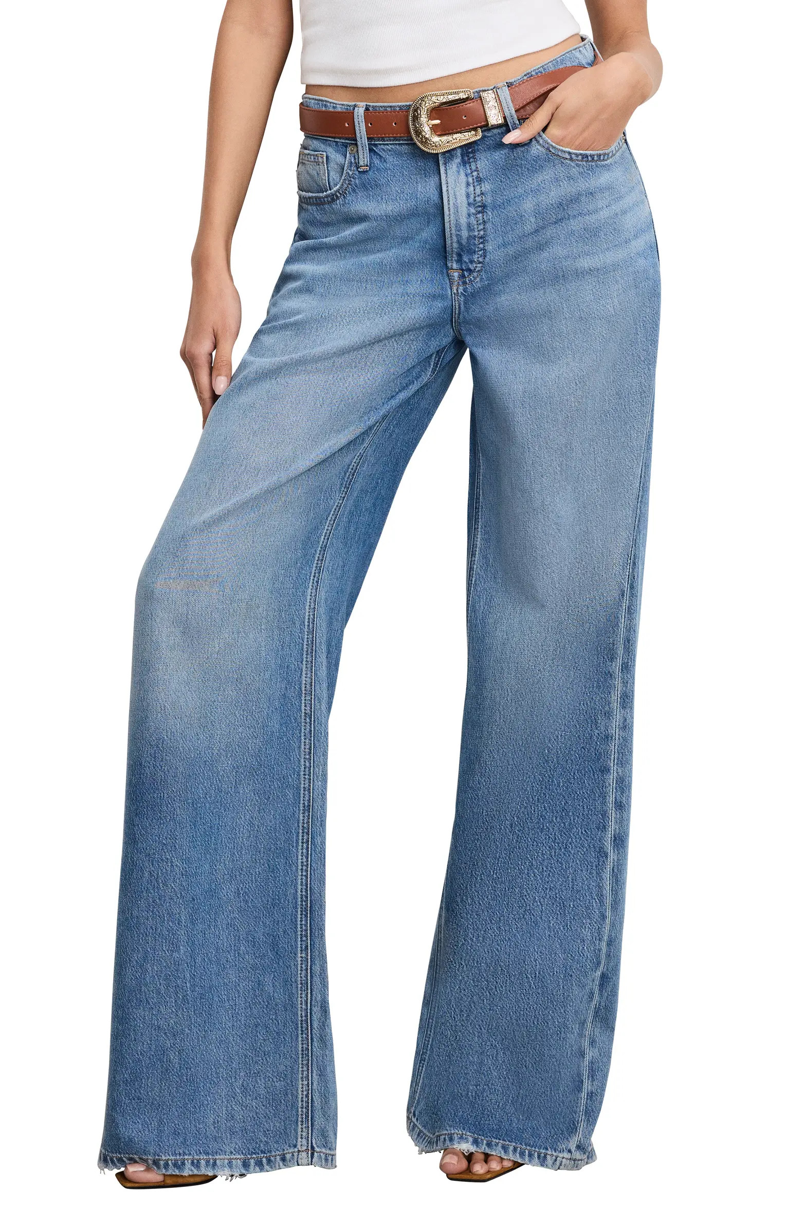 Good American Weightless Good Standard Ease Wide Leg Jeans | Nordstrom | Nordstrom