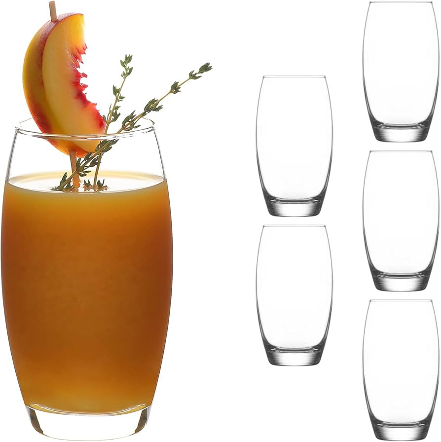 LAV Highball Cocktail Glasses Set of 6 - Tall Drinking Glasses for Water, Cocktails, Juice 17.25 ... | Amazon (US)