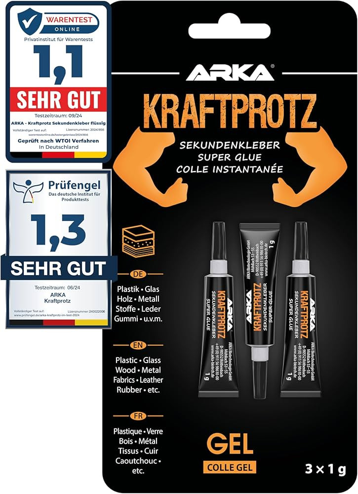 3x 1g Sekundenkleber extra stark - Inkl. Anti-Austrocknungs-Spitze - KRAFTPROTZ - Dickflüssiger ... | Amazon (DE)