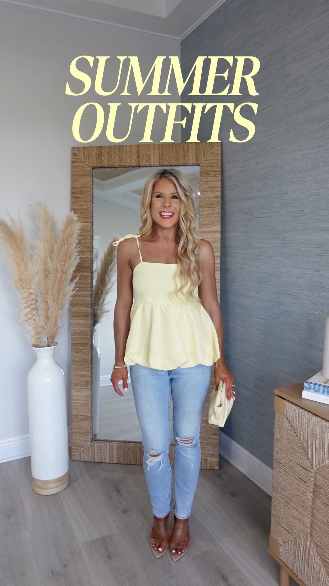 YELLOW SUMMER OUTFITS - styled yellow summer dresses,  rompers, + casual summer jeans outfit! 

Yellow dress, yellow gingham dress, mini dress, sun dress, day dress, yellow romper, summer romper, pink romper, butter yellow outfit, peplum top, summer fashion trends 2026

#LTKSeasonal #LTKootd #LTKSaleAlert