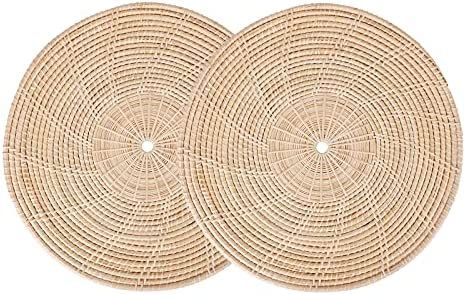 Round Rattan Placemats, Handcrafted Round Woven Placemats, Modern Dinner Table Der Seagrass Place... | Amazon (US)
