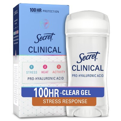 Secret Clinical 100HR Antiperspirant Deodorant for Women, Sweat & Odor Protection, Pro-Hyaluronic Acid, Clear Gel - Stress Response - 2.6 oz | Target