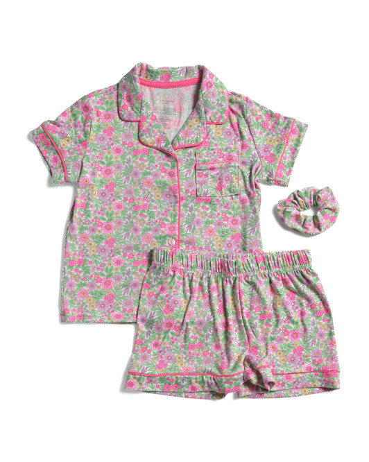 Toddler Girls 2pc Floral Pajama Set With Scrunchie | TJ Maxx