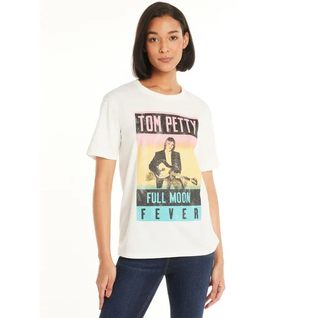 Time And Tru Women's Tom Petty Graphic Tee with Short Sleeves, Sizes XS-XXXL | Walmart (US)