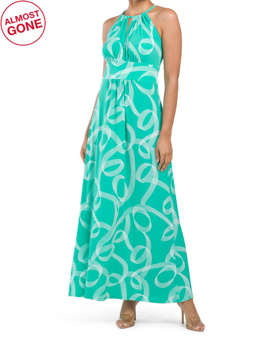 Swirl Print Halter Maxi Dress | TJ Maxx