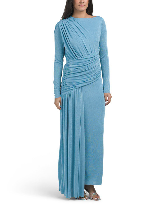 Long Sleeve Asymmetrical Waist Gown | TJ Maxx