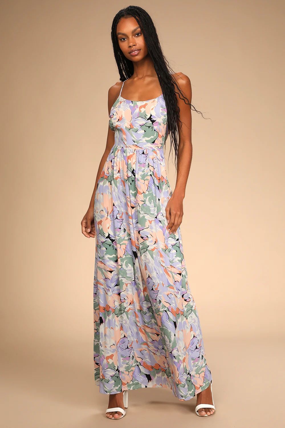 Paint a Picture Ivory Multi Floral Print Sleeveless Maxi Dress | Lulus (US)