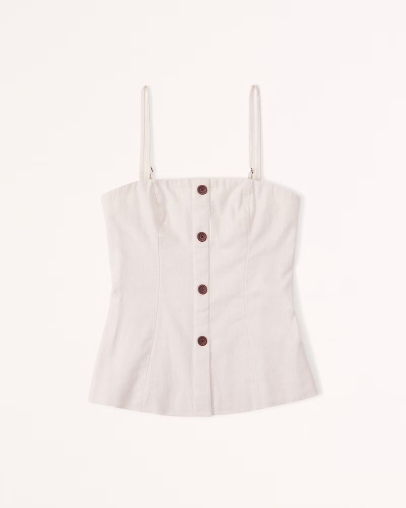 Strapless Linen-Blend Set Top | Abercrombie & Fitch (US)
