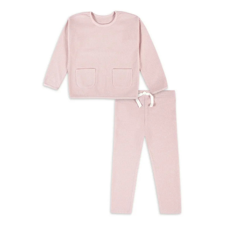 Modern Moments by Gerber Baby & Toddler Girls Waffle Top & Pant 2 Piece Outfit Set, (12M - 5T) | Walmart (US)
