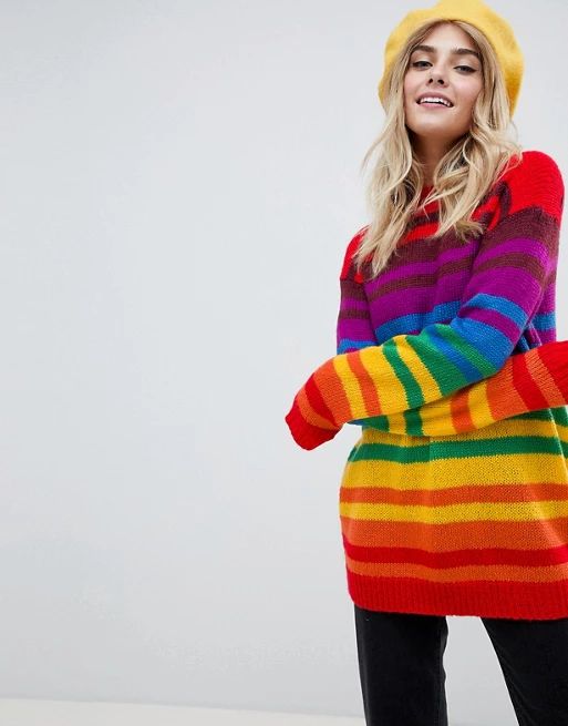 ASOS DESIGN oversized sweater in bright stripe | ASOS US