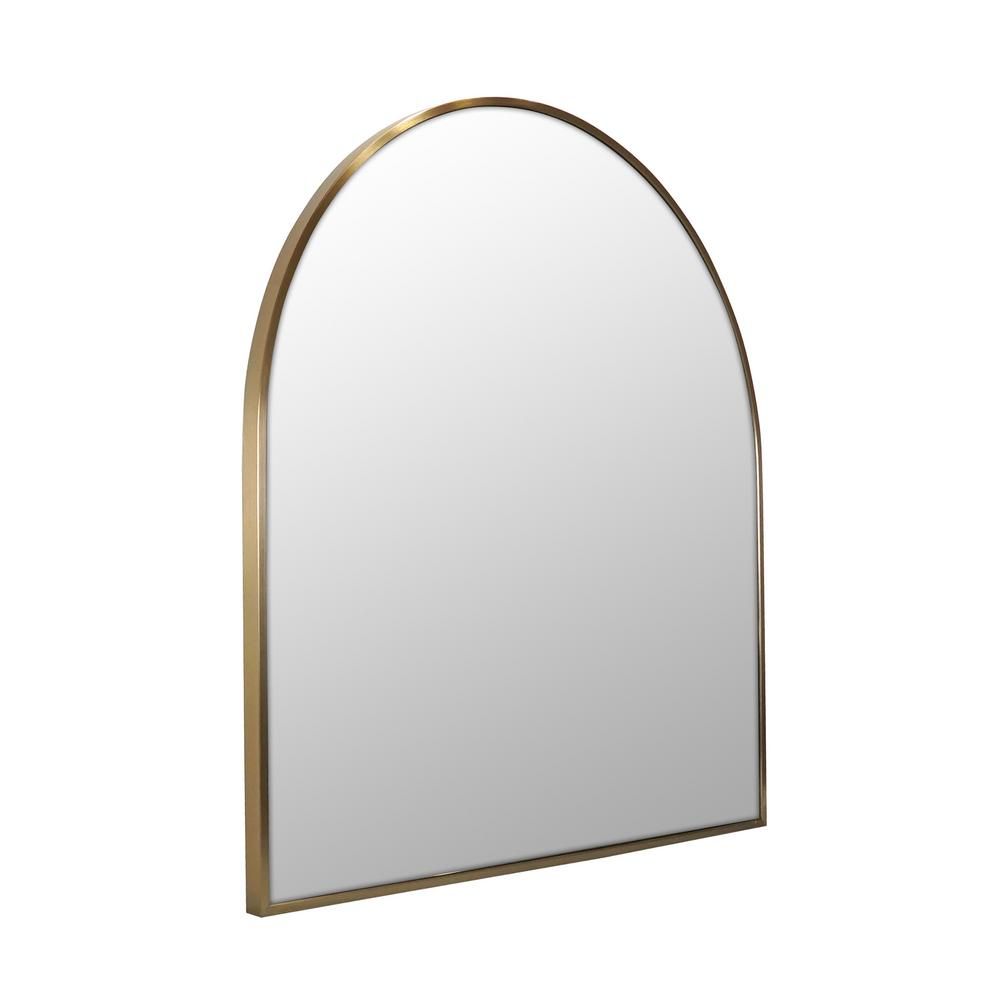 Glass Warehouse 30 in. W x 32 in. H Framed Arched Bathroom Vanity Mirror in Satin Brass-MF-ARC-32... | The Home Depot