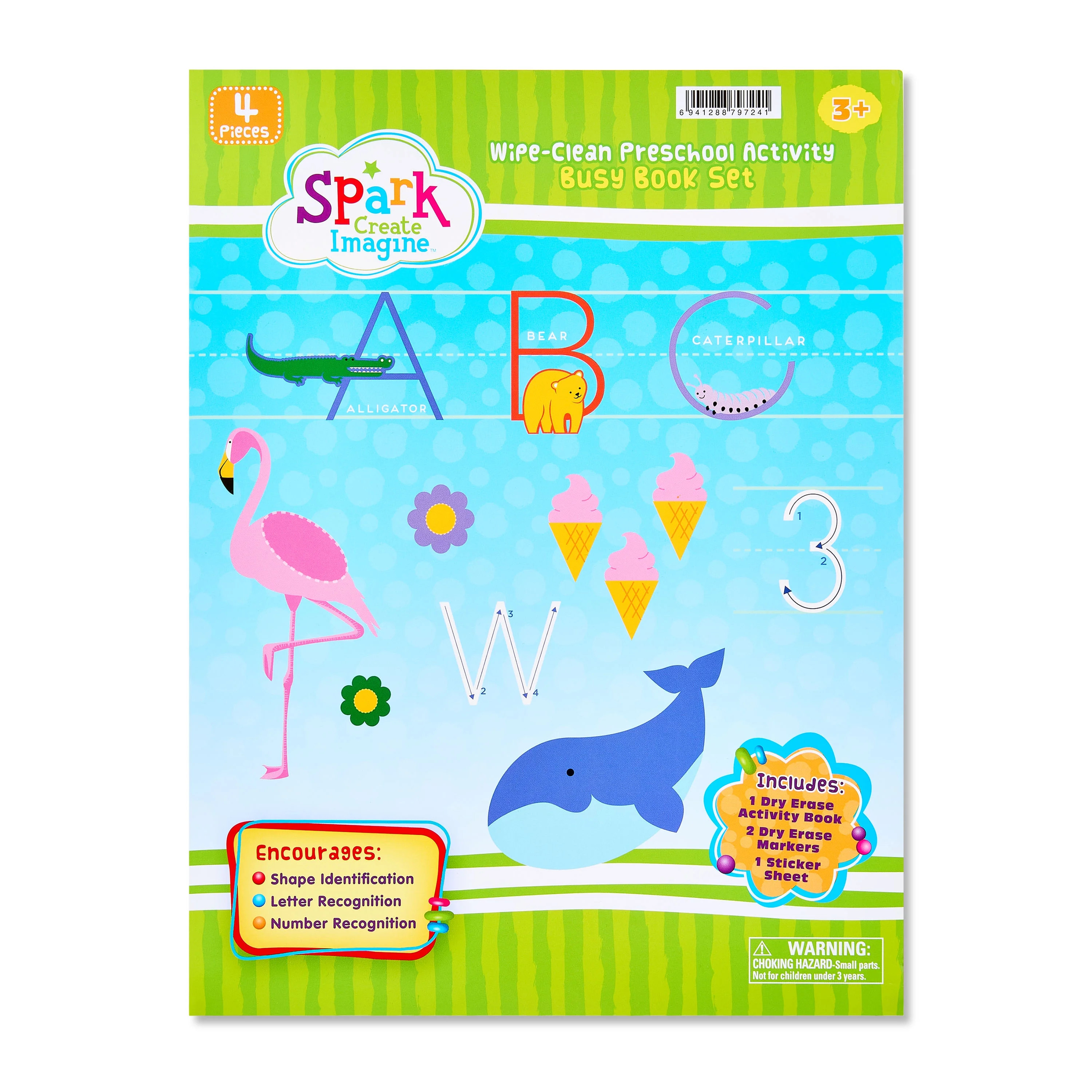 Spark Create Imagine Wipe Clean Preschool Activity Busy Book Set, with Whiteboard Marker | Walmart (US)