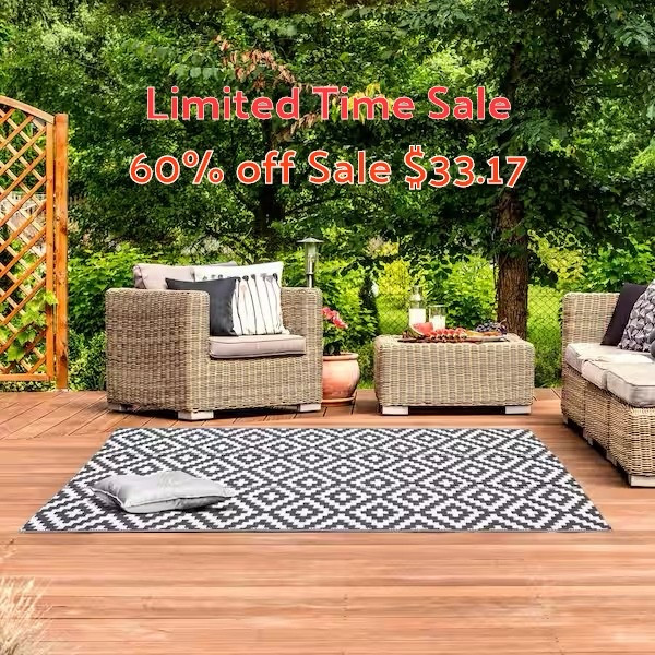 🚨Limited Time Deal: $33.17 
Outdoor Reversible Rug is a practical addition to any outdoor or indoor living space. This modern rug collection takes indoor and outdoor decoration to the next level with new designs in fashion-forward colors and patterns from classic to contemporary.

#PatioFurniture #OutdoorLiving #BackyardDecor #PatioInspo #OutdoorEntertaining #HomeDecorFinds 

#LTKSaleAlert #LTKHome