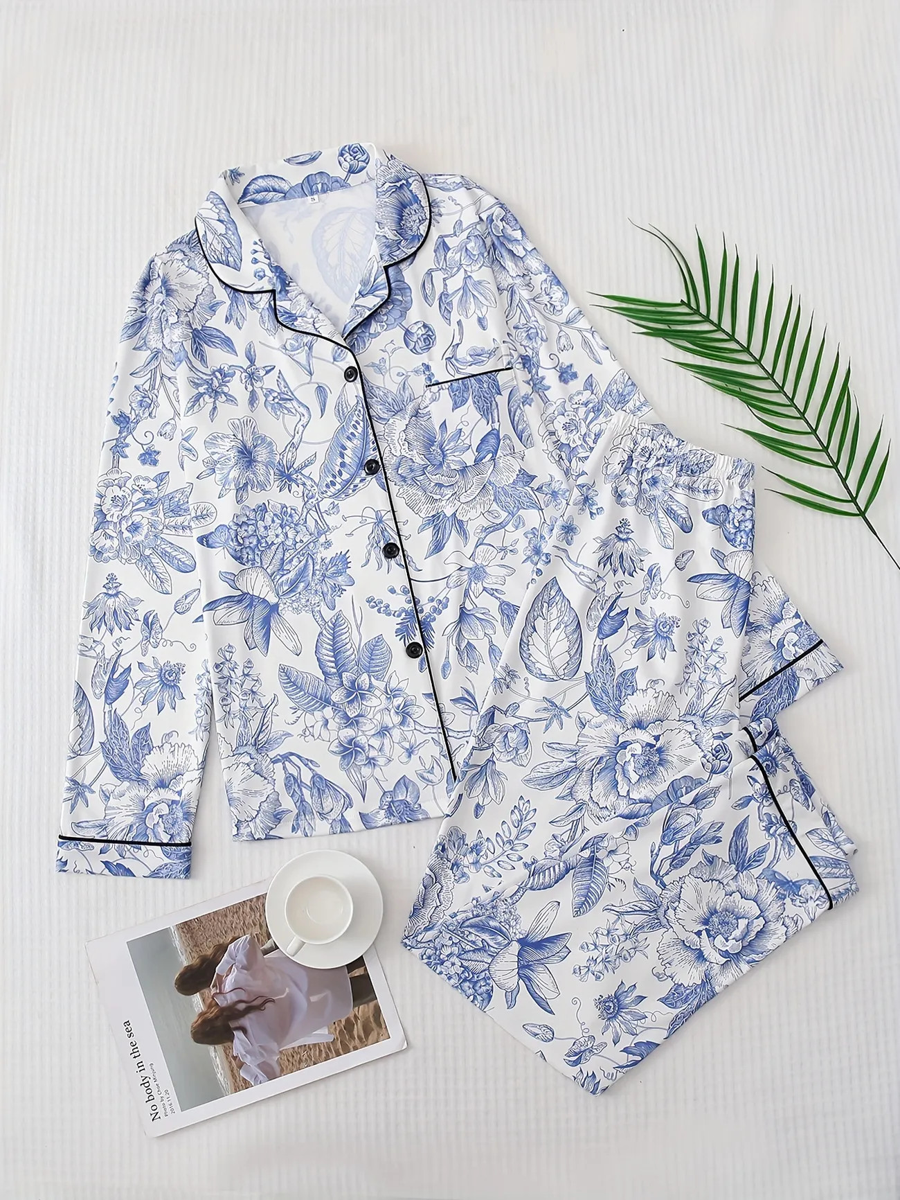 Floral Print Pajama Set Long Sleeve Buttons Top Elastic Waistband Pants Womens Sleepwear Loungewe... | Temu Affiliate Program
