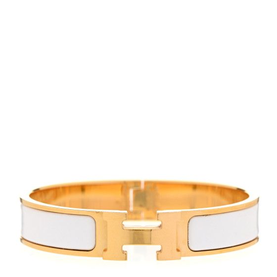 Enamel Narrow Clic Clac H Bracelet PM White | FASHIONPHILE (US)