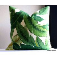 Outdoor Printed Palm Leaf Pillow, Tommy Bahama Green Palm Pillow Cover, All Sizes Available. Fabric  | Etsy (US)