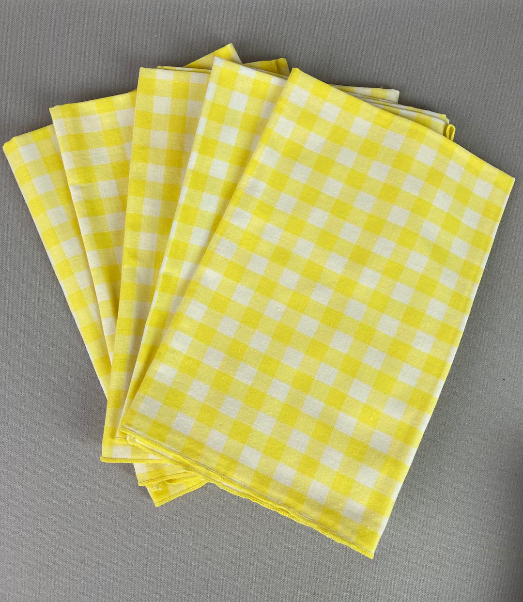 Vintage, Table Napkins, Set of 5, Yellow and White Gingham Checks, Measure Approx. 17 X 17, Cotto... | Etsy (US)