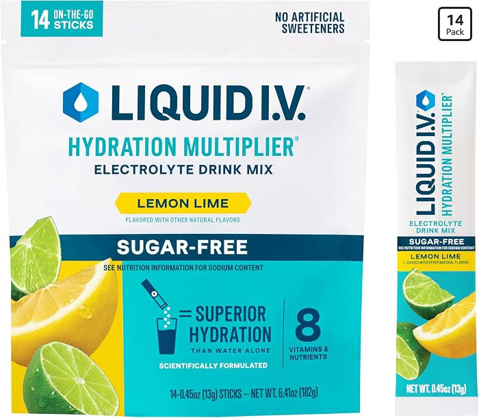 Liquid I.V. Hydration Multiplier Sugar-Free - Lemon Lime | Electrolyte Powder Drink Mix | 1 Pack ... | Amazon (US)