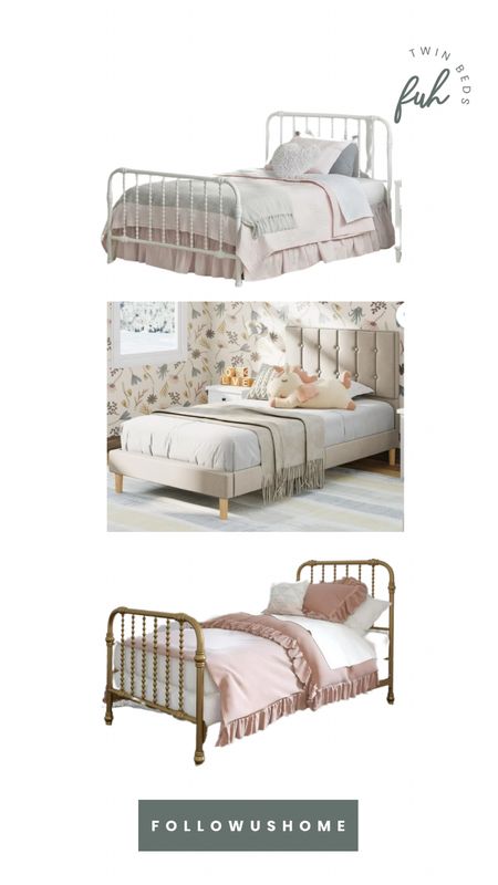 Twin beds with spindles, and upholstery that are affordable for the perfect girl room.

#LTKhome #LTKkids #LTKsalealert