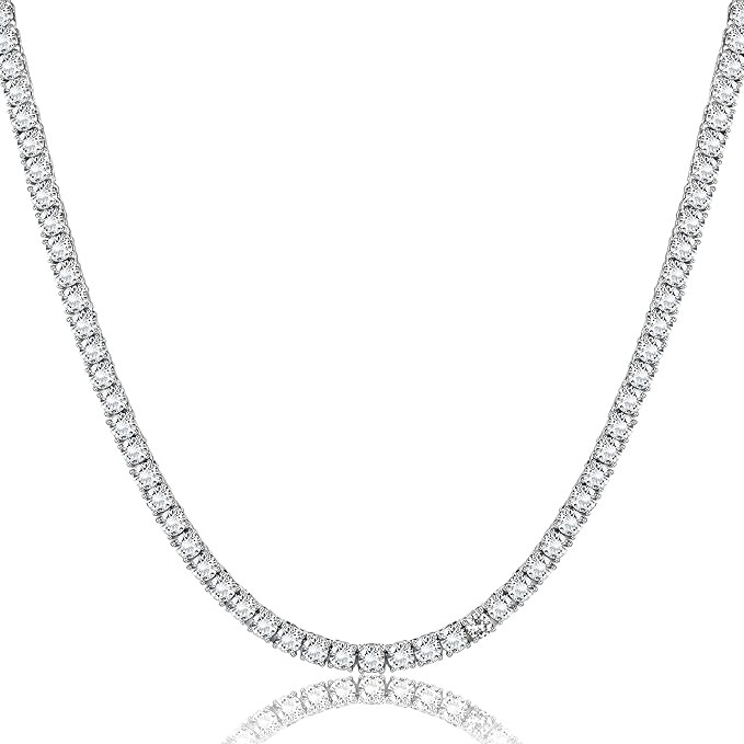 KRFY Tennis Necklace Clustered Cubic Zirconia Necklaces for Women Men Diamond Chocker Tennis Chai... | Amazon (US)