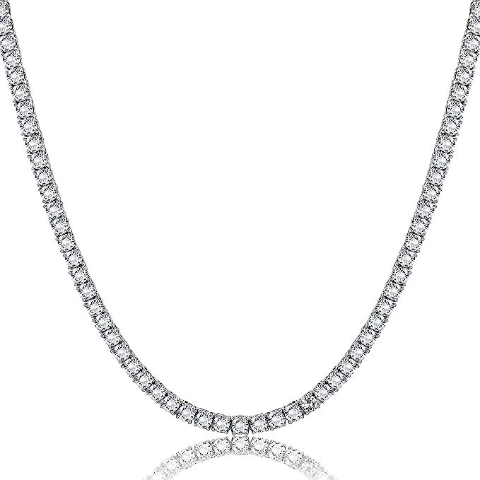 KRFY Tennis Necklace Clustered Cubic Zirconia Necklaces for Women Men Diamond Chocker Tennis Chai... | Amazon (US)