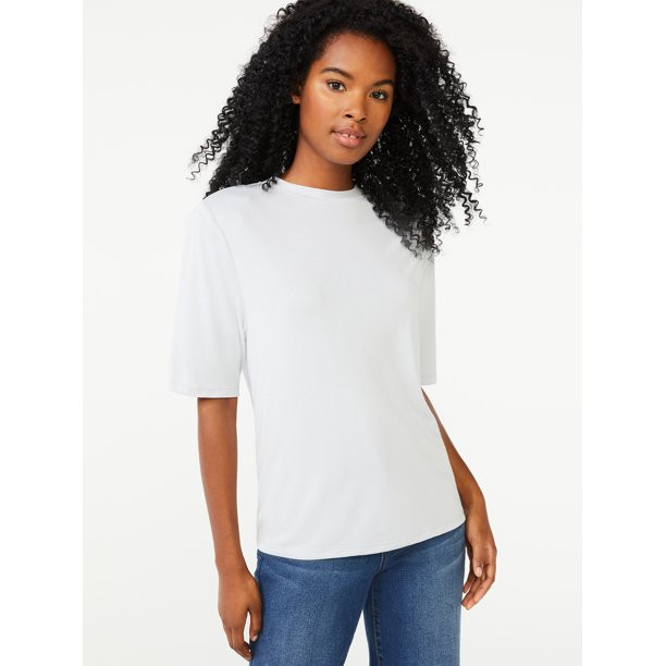 Scoop Women's Padded Shoulder T-Shirt - Walmart.com | Walmart (US)