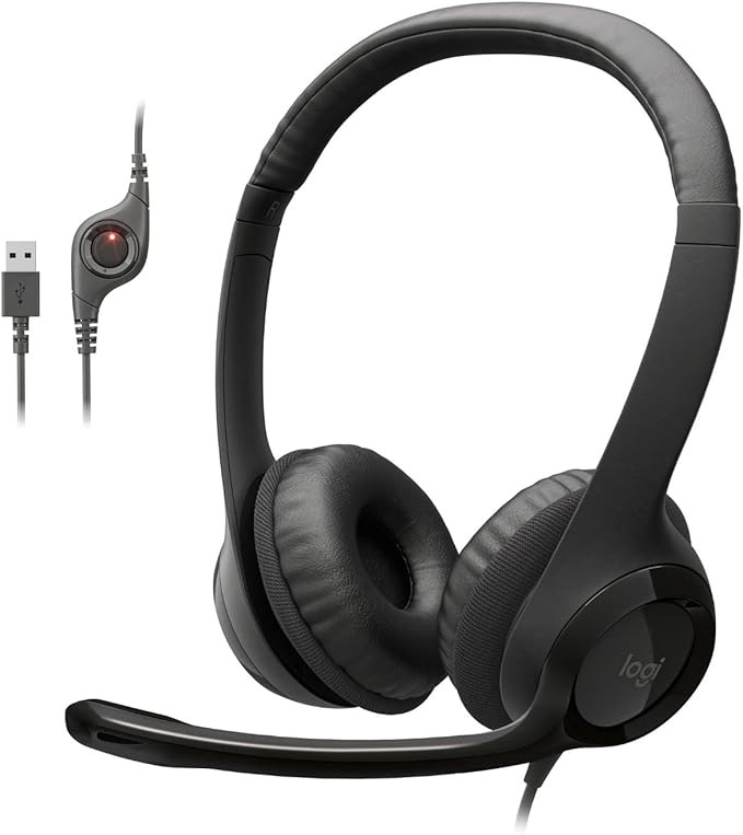 Logitech H390 Wired Headset for PC/Laptop, Stereo Headphones with Noise Cancelling Microphone, US... | Amazon (US)