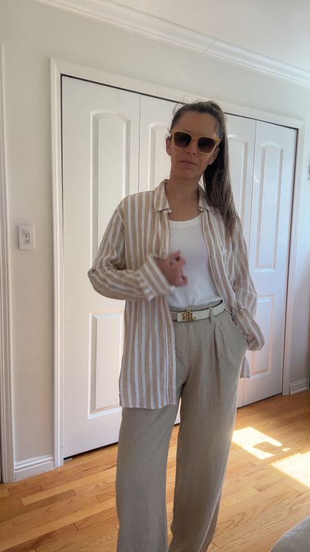 Target outfit
This linen striped shirt is oversized - wearing sz S
Linen tailored pants are sz 2

I’m 5’5” 122 lbs 

White scoop neck top is sz S - consider sizing up



#LTKfindsunder50 #LTKfindsunder100 #LTKtravel
