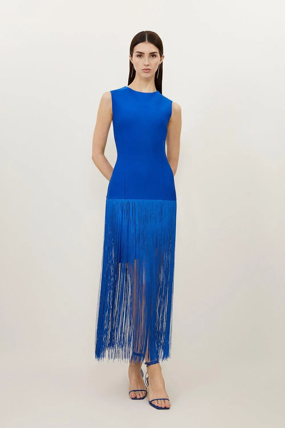 Figure Form Bandage Tassel Hem Knitted Dress | Karen Millen