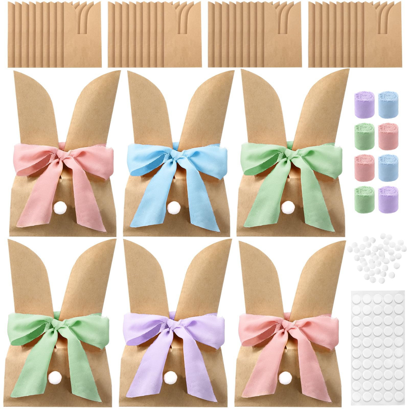 Motipuns 36 Set Easter Bags, Bunny Paper Gift Treat Bags Cute Candy Goodie Brown Kraft Party Favo... | Amazon (US)