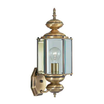 Livex Lighting Outdoor Basics 1-Light 17-in Antique Brass Plug-in Outdoor Wall Light | Lowe's
