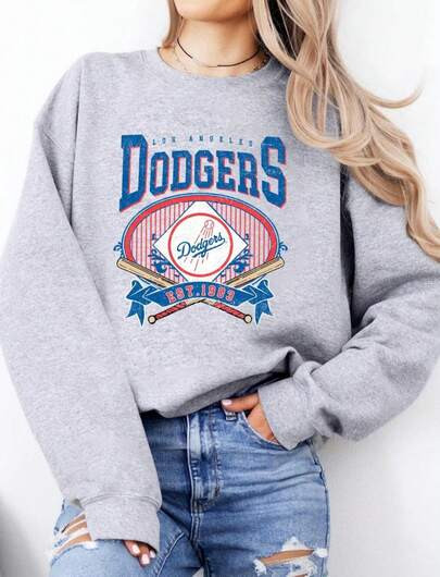 Vintage Los Angeles Dodgers Sweatshirt_ Retro Baseball Crewneck | SHEIN