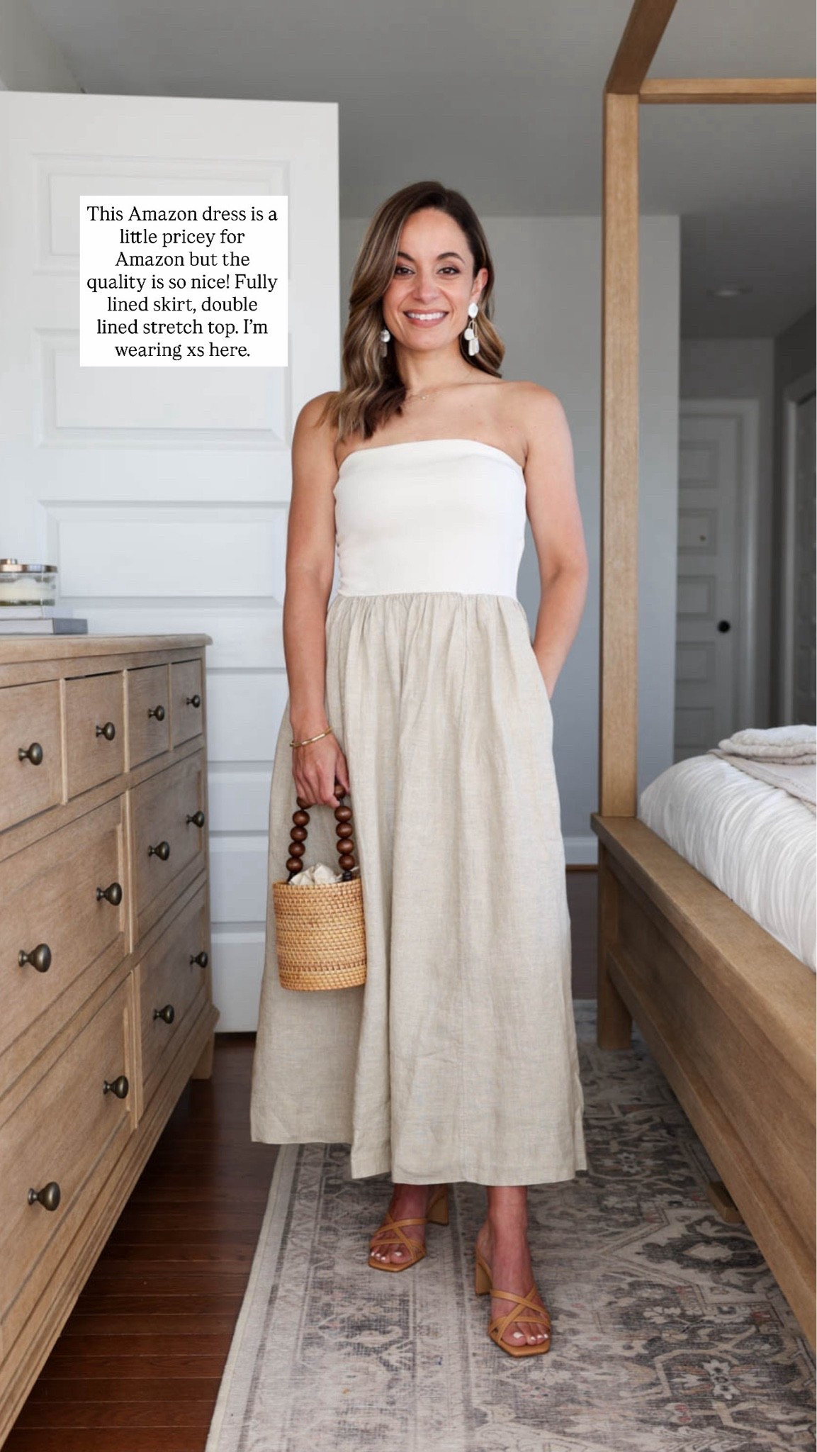 A few budget friendly dresses I’ve tried recently! 

Two tone strapless dress (Amazon): xs

Eyelet dress (Amazon): xs 
Printed halter (Target): xs 
Two tone dress (Amazon): small 
Striped dress (Amazon): xs