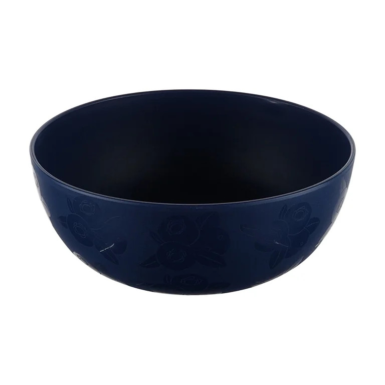 Mainstays 38 Ounce Round Plastic Blueberries Etched Cereal Bowl, Navy | Walmart (US)