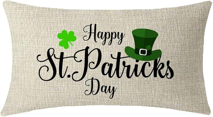 ITFRO Irish Blessing Happy St Patricks Day Shamrocks Clovers Lumbar Cream Burlap Throw Pillow Cov... | Amazon (US)