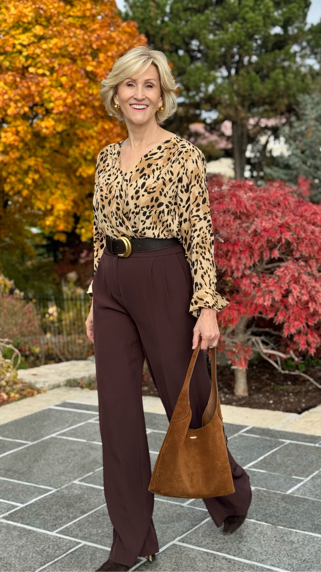 ✨ Bold, effortless, and a little wild ✨
This leopard blouse paired with high-waisted wide-leg pants from Macy’s is giving confidence meets comfort, and these suede booties tie it all together perfectly. It’s one of those looks that makes you feel pulled together without overthinking it — chic, easy, and just a touch daring.

Soft textures, flattering silhouettes, and a hint of leopard — definitely hitting repeat on this one. 🐆🤎✨

#LTKSeasonal #LTKOver40 #LTKootd