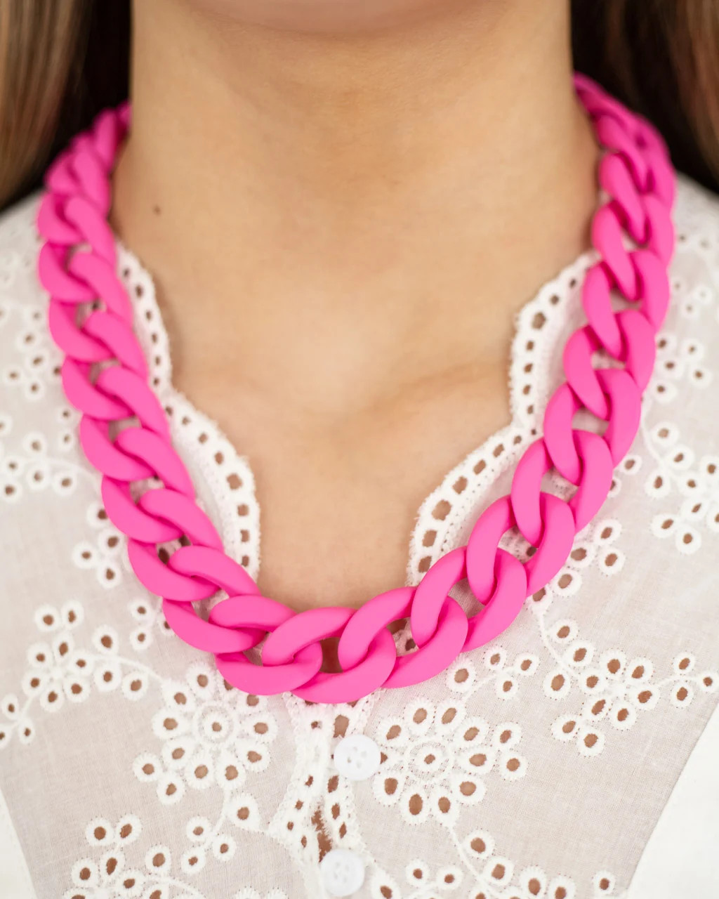 Pink Bold Acrylic Link Necklace | Kaleidoscope Living
