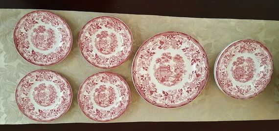 Antique Red Transferware Tonquin Royal Staffordshire by Clarice Cliff | Etsy (US)