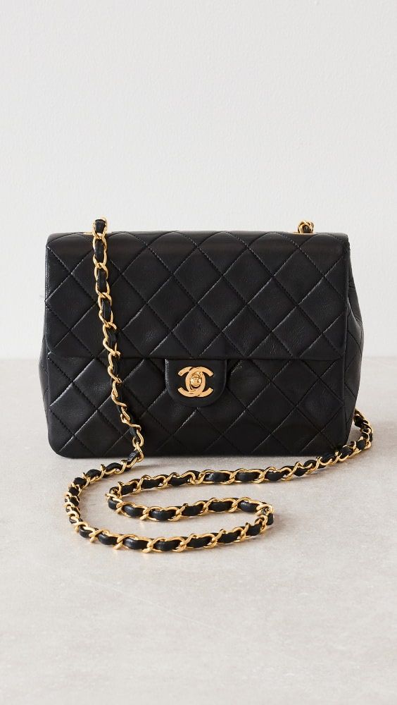 What Goes Around Comes Around Chanel Black Lambskin Halfflap Small | Shopbop | Shopbop