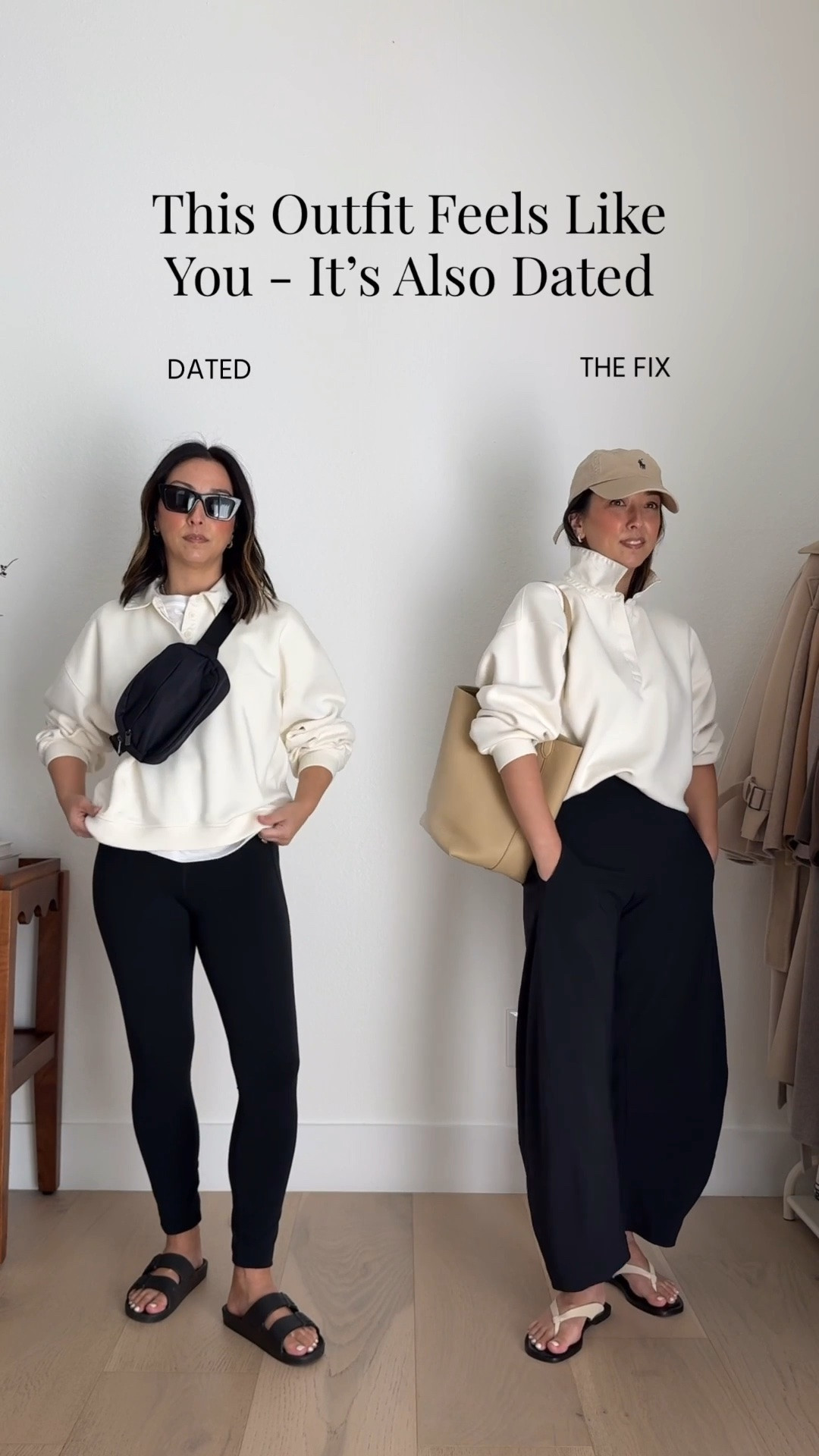 Update your mom outfit - 

Swap out slides for a minimal sandal 
Ditch the leggings
Coordinate your accessories

J.crew collared sweatshirt small - old
Ruti pants petite 4
Everlane leather sandals 5
The Row bag medium
Polo Ralph Lauren hat
Electric picks earrings
Dorsey James necklace 15”

mom outfits, petite style, athleisure

#LTKmomlife #LTKPetite #LTKOver40